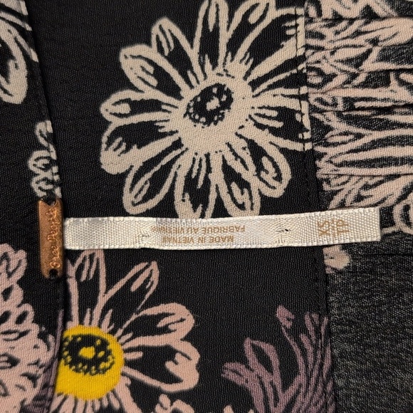 Free People‎ Hawaii Black Floral Mini Dress Size XS - Picture 5 of 12